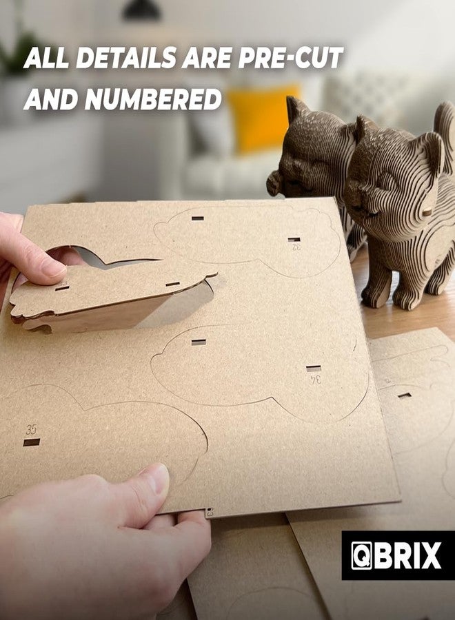 QBRIX Another 3 Cats 3D Puzzle for Adults, DIY Craft Kit for Home Decor, 3D Model Kit for Teens, Creative Gift for Boys & Girls 14+, Cardboard Model Building Kit - Image 5